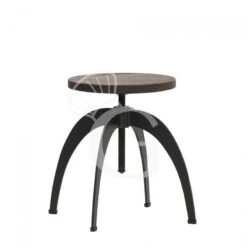 Sgabello Eleni Con Struttura In Metallo Verniciato E Seduta Regolabile In Legno