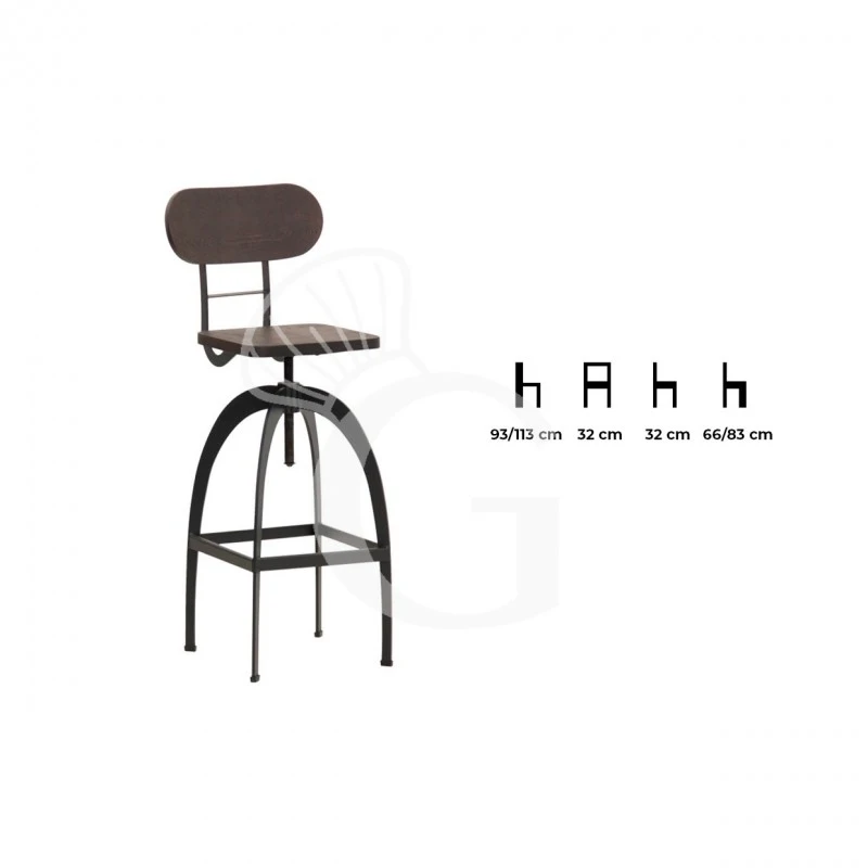 Sgabello Eleykos Con Struttura In Metallo Verniciato Schienale E Seduta Regolabile In Legno 4 Sgabello Eleykos Con Struttura In Metallo Verniciato Schienale E Seduta Regolabile In Legno - immagine 2