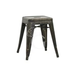 Sgabello Hole Con Struttura E Seduta In Metallo Verniciato Effetto Anticato