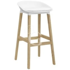 Sgabello Oslo Con Struttura In Legno, Seduta In Polipropilene E Cuscino In Ecopelle