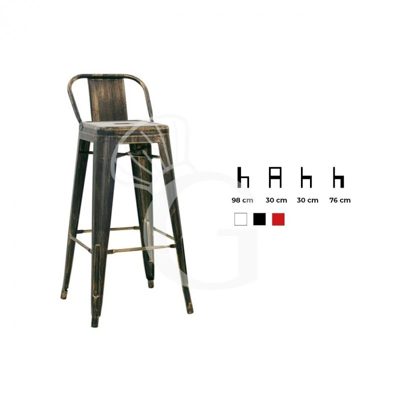 Sgabello Skip Con Struttura, Schienale E Seduta In Metallo Verniciato Effetto Anticato 4 Sgabello Skip Con Struttura, Schienale E Seduta In Metallo Verniciato Effetto Anticato - immagine 2