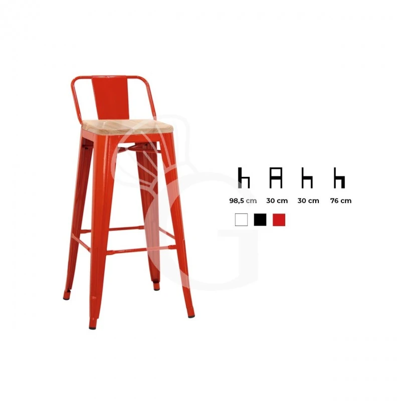 Sgabello Twist Con Struttura E Schienale In Metallo Verniciato E Seduta In Legno 4 Sgabello Twist Con Struttura E Schienale In Metallo Verniciato E Seduta In Legno - immagine 2