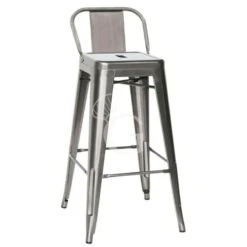 Sgabello Zac Con Struttura, Seduta E Schienale In Metallo Verniciato