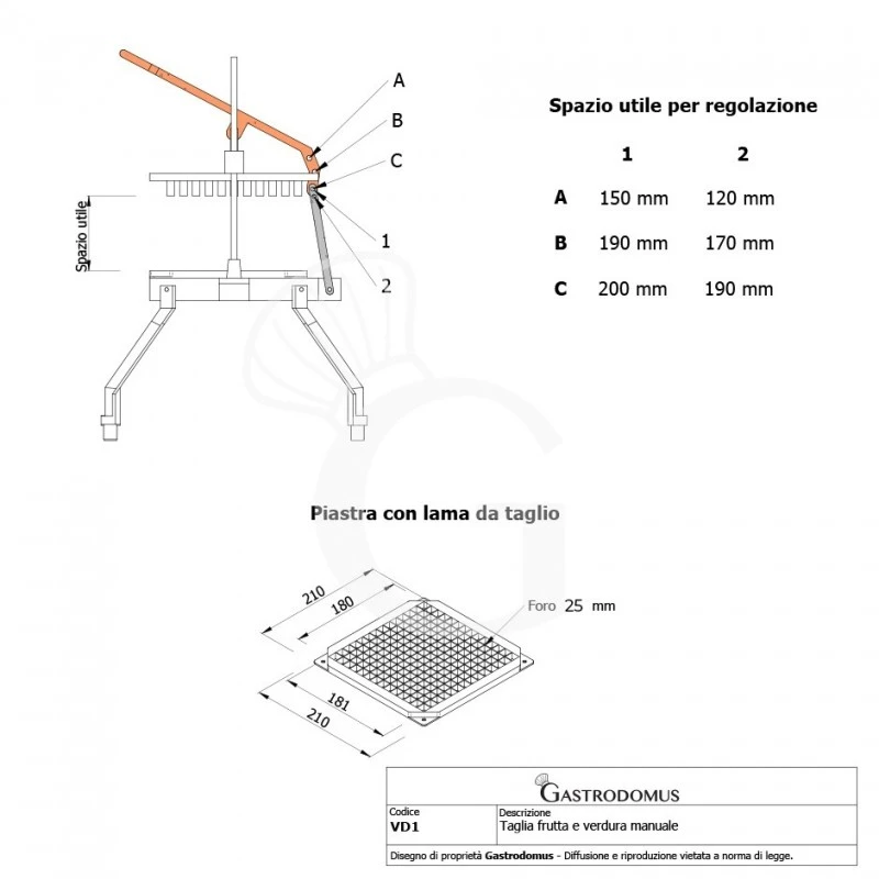 Taglia Frutta E Verdura Manuale Bastoncini L 320 Mm X P 440 Mm X H 530 Mm 9 Taglia Frutta E Verdura Manuale Bastoncini L 320 Mm X P 440 Mm X H 530 Mm - immagine 7