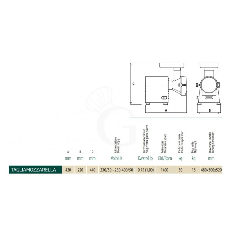 Tagliamozzarella Professionale Trifase Per Taglio A Fiocco 0,75 Kw 4 Tagliamozzarella Professionale Trifase Per Taglio A Fiocco 0,75 Kw - immagine 2