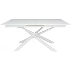 Tavolo Con Struttura In Metallo Verniciato E Piano Allungabile In Cristallo, L 1800/2200 Mm