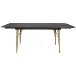 Tavolo Con Struttura In Metallo Verniciato, Gambe In Legno E Piano In Cristallo, L 140/200 Cm -Vendite GATRODOMUS tavolo con struttura in metallo verniciato gambe in legno e piano in cristallo l 140200 cm 2