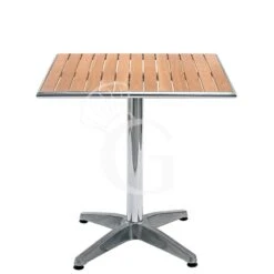 Tavolo Da Esterno Quadrato In Alluminio E Legno L 80 Cm