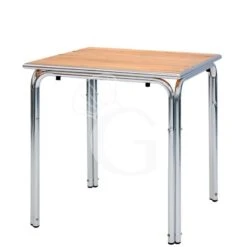 Tavolo Da Esterno Quadrato In Alluminio E Doghe In Legno L 800 X P 800 X H 730mm