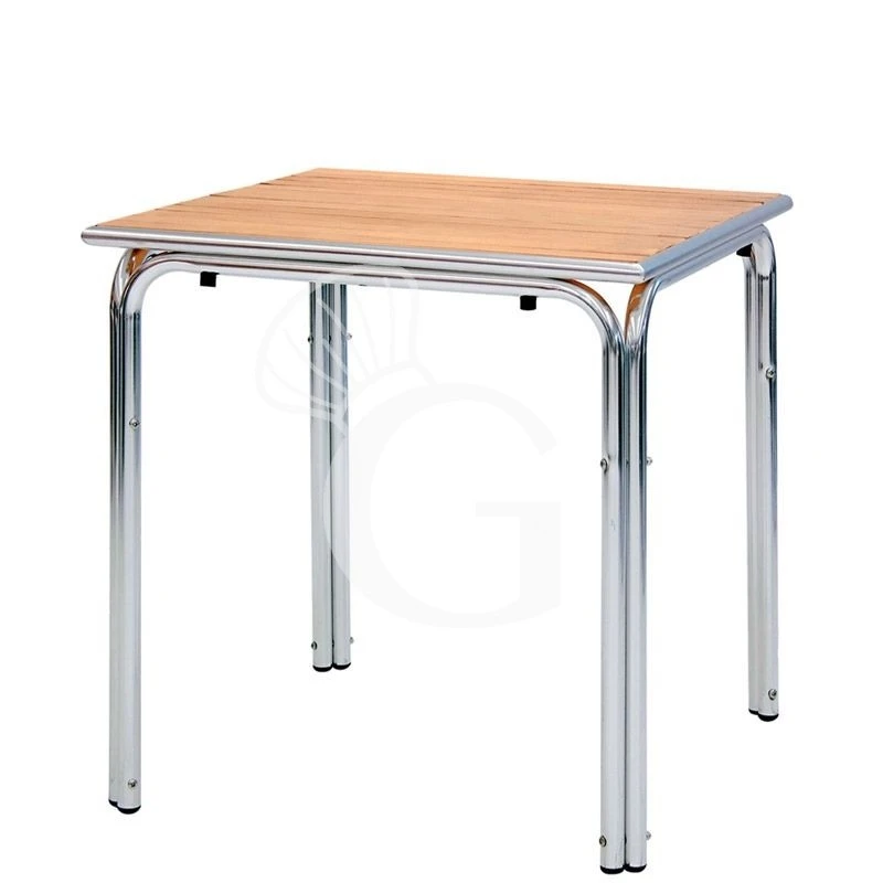 Tavolo Da Esterno Quadrato In Alluminio E Doghe In Legno L 800 X P 800 X H 730mm 3 Tavolo Da Esterno Quadrato In Alluminio E Doghe In Legno L 800 X P 800 X H 730mm