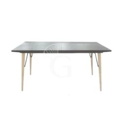 Tavolo Da Interno Allungabile In Legno E Metallo Con Piano MDF Plastificato Effetto Pietra