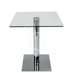 Tavolo Da Interno In Metallo Cromato E Piano In Vetro Temperato L 80 Cm
