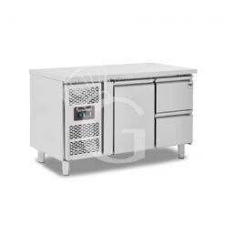 Tavolo Refrigerato 2 Cassetti 1 Porta 700 Mm +2°C/+8°C Motore A Sinsitra -Vendite GATRODOMUS tavolo frigo con 1 porta e 2 cassetti prof 700 e temperatura 2c8c 3