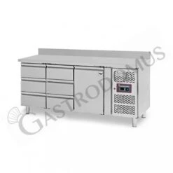 Tavolo Refrigerato 6 Cassetti 1 Porta 700 Mm -2°C/+8°C Alzatina -Vendite GATRODOMUS tavolo frigo con 1 porta e 6 cassetti alzatina prof 700 e temperatura 2c8c 2