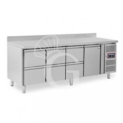 Tavolo Refrigerato 6 Cassetti 1 Porta 700 Mm -2°C/+8°C Alzatina Per Gastronomia -Vendite GATRODOMUS tavolo frigo con 1 porta e 6 cassetti alzatina prof700 e temperatura 2c8c 2