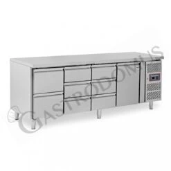 Tavolo Refrigerato 8 Cassetti 1 Porta 700 Mm -2°C/+8°C -Vendite GATRODOMUS tavolo frigo con 1 porta e 8 cassetti prof 700 e temperatura 2c8c 3