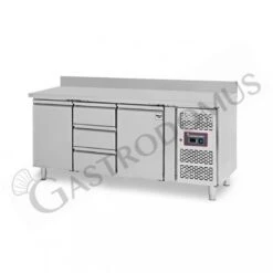 Tavolo Refrigerato 3 Cassetti 2 Porte 700 Mm -2°C/+8°C Alzatina 14 Tavolo Refrigerato 3 Cassetti 2 Porte 700 Mm -2°C/+8°C Alzatina -Vendite GATRODOMUS tavolo frigo con 2 porte e 3 cassetti alzatina prof 700 e temperatura 2c8c 2