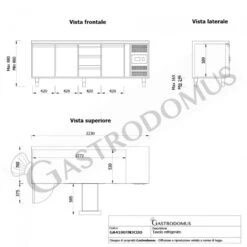 Tavolo Refrigerato 3 Cassetti 3 Porte 700 Mm -2°C/+8°C -Vendite GATRODOMUS tavolo frigo con 3 porte e 3 cassetti prof 700 e temperatura 2c8c 8