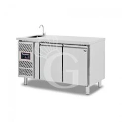 Tavolo Refrigerato 2 Porte Con Lavello,motore A Sinistra,Prof. 700 Mm,temp +2°C/+8°C, Completo Di Rubinetto, Classe Energetica B