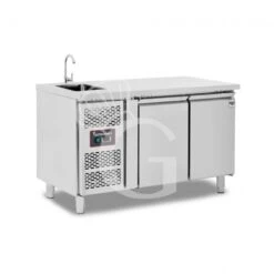 Tavolo Refrigerato 2 Porte Con Lavello,motore A Sinistra,Prof. 700 Mm,temp +2°C/+8°C, Completo Di Rubinetto, Classe Energetica B -Vendite GATRODOMUS tavolo lavello armadiato refrigerato 2 porte prof 700 mm 2c8c motore a sinistra classe energetica e con foro rubinetto o 25 mm 3