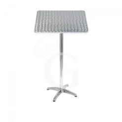Tavolo Quadrato Piano In Acciaio Inox E Base In Alluminio - L600xP600xH1065 Mm