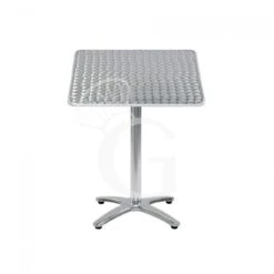Tavolo Quadrato Piano In Acciaio Inox E Base In Alluminio - L600xP600xH730 Mm