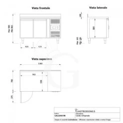 Tavolo Refrigerato 2 Porte -2°C/+8°C Classe Energetica E Alzatina Profondità 700 Mm -Vendite GATRODOMUS tavolo refrigerato 2 porte e alzatina gn 11 prof700 tn 12