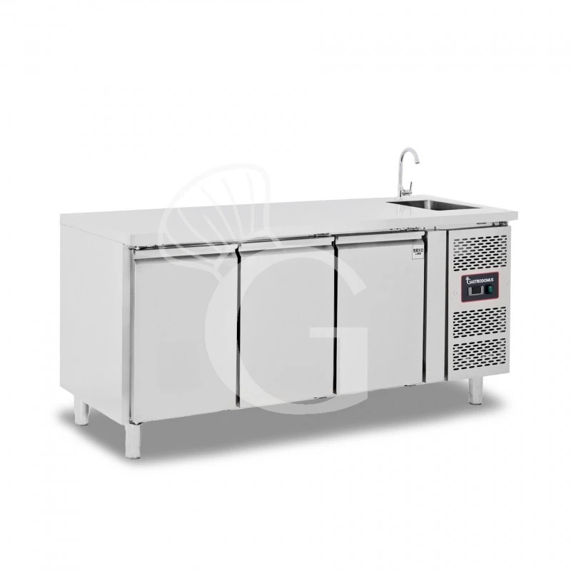 Tavolo Refrigerato 3 Porte Con Lavello,motore A Destra,Prof. 700 Mm,temp +2°C/+8°C, Completo Di Rubinetto Classe Energetica B 6 Tavolo Refrigerato 3 Porte Con Lavello,motore A Destra,Prof. 700 Mm,temp +2°C/+8°C, Completo Di Rubinetto Classe Energetica B - immagine 4