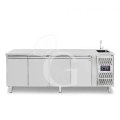 Tavolo Refrigerato 4 Porte Con Lavello,motore A Destra,Prof. 700 Mm,temp +2°C/+8°C, Completo Di Rubinetto Classe Energetica B -Vendite GATRODOMUS tavolo refrigerato 2 porte gn 11 prof700 tn 47