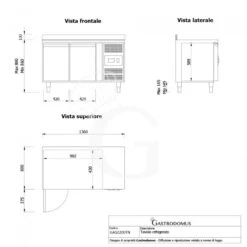 Tavolo Refrigerato 2 Porte -2°C/+8°C Classe Energetica C Alzatina Profondità 600 Mm -Vendite GATRODOMUS tavolo refrigerato 2 porte prof600 tn con alzatina 10