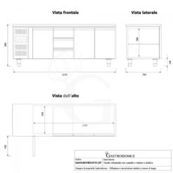 Tavolo Refrigerato 3 Cassetti 3 Porte 700 Mm -2°C/+8°C, Motore A Sinistra -Vendite GATRODOMUS tavolo refrigerato 3 cassetti 3 porte 700 mm 2c8c motore a sinistra 7