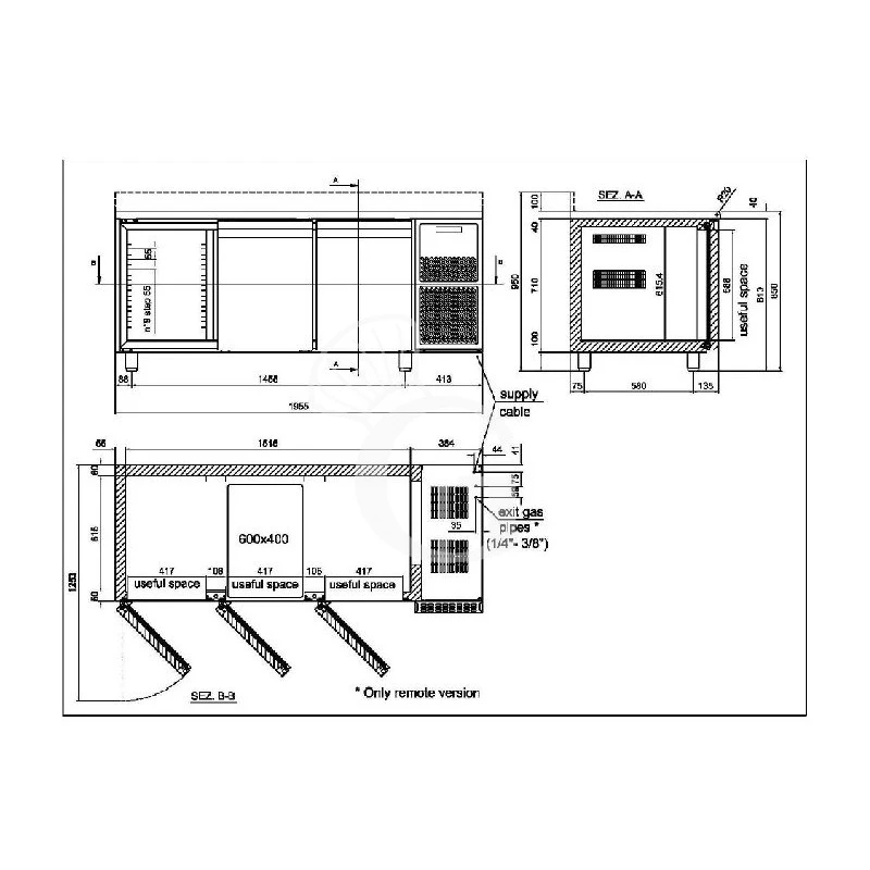 Tavolo Refrigerato 3 Porte Prof. 800 0°C/+10°C Motore A Sinistra Classe Energetica D 6 Tavolo Refrigerato 3 Porte Prof. 800 0°C/+10°C Motore A Sinistra Classe Energetica D - immagine 4