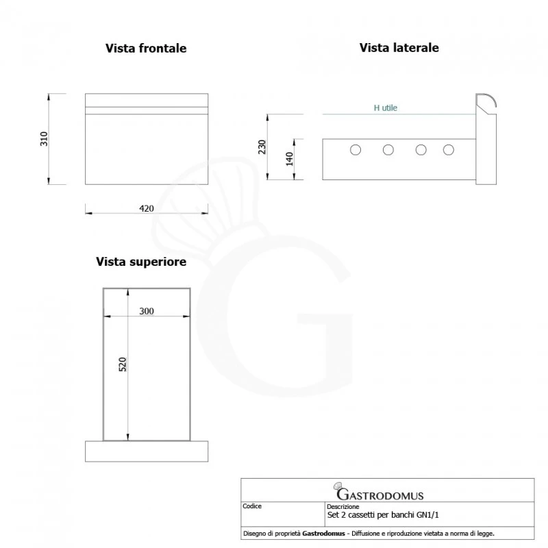 Tavolo Refrigerato 4 Cassetti 2 Porte 700 Mm -2°C/+8°C - Motore A Sinistra 10 Tavolo Refrigerato 4 Cassetti 2 Porte 700 Mm -2°C/+8°C - Motore A Sinistra - immagine 8