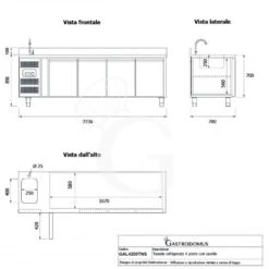 Tavolo Refrigerato 4 Porte Con Lavello E Alzatina,motore A Sinistra,Prof. 700 Mm,temp +2°C/+8°C, Completo Di Rubinetto -Vendite GATRODOMUS tavolo refrigerato 4 porte con lavello e alzatinamotore a sinistraprof 700 mmtemp 2c8c completo di rubinetto 8