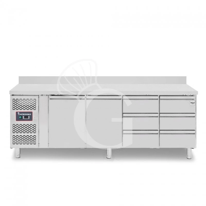 Tavolo Refrigerato 6 Cassetti 2 Porte 700 Mm -2°C/+8°C Alzatina, Motore A Sinistra 3 Tavolo Refrigerato 6 Cassetti 2 Porte 700 Mm -2°C/+8°C Alzatina, Motore A Sinistra