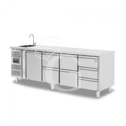Tavolo Refrigerato 7 Cassetti 1 Porta Con Lavello,motore A Sinistra Prof. 700 Mm, Temp. +2°C/+8°C, Con Rubinetto