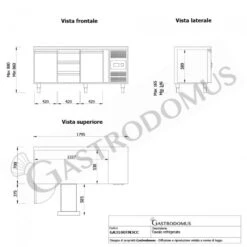 Tavolo Refrigerato 3 Cassetti 2 Porte 700 Mm -2°C/+8°C -Vendite GATRODOMUS tavolo refrigerato con 2 porte e 3 cassetti prof 700 e temperatura 2c8c 9