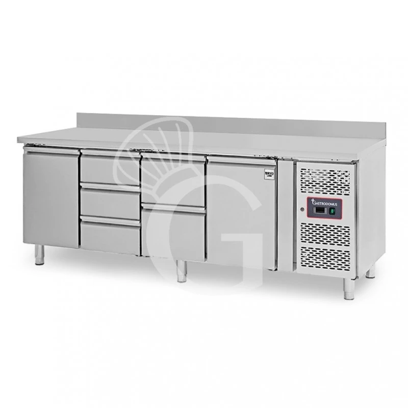 Tavolo Refrigerato 5 Cassetti 2 Porte 700 Mm -2°C/+8°C Alzatina Per Gastronomia 4 Tavolo Refrigerato 5 Cassetti 2 Porte 700 Mm -2°C/+8°C Alzatina Per Gastronomia - immagine 2