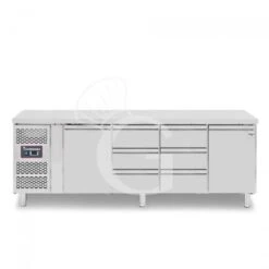Tavolo Refrigerato 6 Cassetti 2 Porte 700 Mm -2°C/+8°C, Motore A Sinistra -Vendite GATRODOMUS tavolo refrigerato con 2 porte e 6 cassetti prof 700 e temperatura 2c8c 2