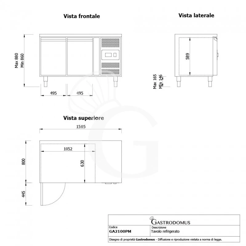 Tavolo Refrigerato Pasticceria 2 Porte -2°C/+8°C Classe Energetica C Piano In Granito Prof. 800 Mm - SECONDA SCELTA 17 Tavolo Refrigerato Pasticceria 2 Porte -2°C/+8°C Classe Energetica C Piano In Granito Prof. 800 Mm - SECONDA SCELTA - immagine 15