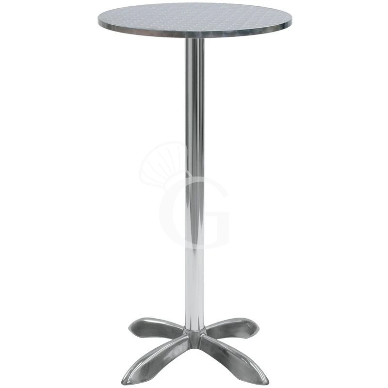 Tavolo In Alluminio, Piano In Acciaio Inox Ø 60 X H106 Cm 3 Tavolo In Alluminio, Piano In Acciaio Inox Ø 60 X H106 Cm