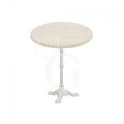 Tavolo Rotondo Piano In ALFA E Base In Ghisa Verniciata - Ø600xH730 Mm