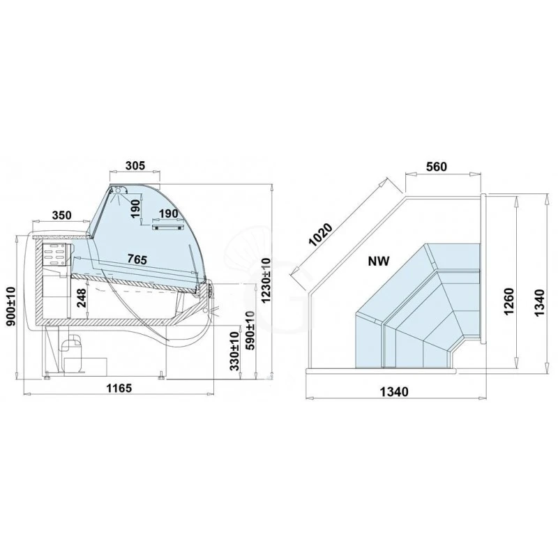 Vetrina Angolo Interno Ventilata Nancy +1°/+10°C L 1340 Mm Full Optional 5 Vetrina Angolo Interno Ventilata Nancy +1°/+10°C L 1340 Mm Full Optional - immagine 3