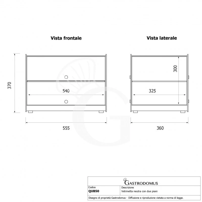 Vetrina Bar Neutra Porta Brioches In Vetro 2 Ripiani In Inox E Vetro L 555 Mm X P 360 Mm X H 370 Mm 7 Vetrina Bar Neutra Porta Brioches In Vetro 2 Ripiani In Inox E Vetro L 555 Mm X P 360 Mm X H 370 Mm - immagine 5