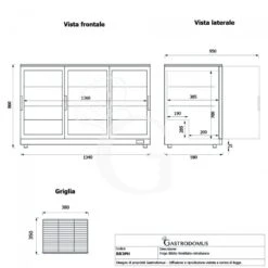 Vetrina Frigo Ventilata Da Banco O Retrobanco Orizzontale, 3 Porte Battenti 295 LT - Temperatura 0°C/+10°C -Vendite GATRODOMUS vetrina frigo ventilata da banco o retrobanco orizzontale 3 porte battenti 295 lt temperatura 0c10c 10