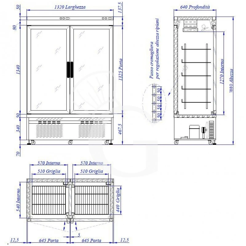 Vetrina Pasticceria Refrigerata Statico 855 LT +2°C/+10°C 1 Lato Vetro 2 Porte 4 Vetrina Pasticceria Refrigerata Statico 855 LT +2°C/+10°C 1 Lato Vetro 2 Porte - immagine 2