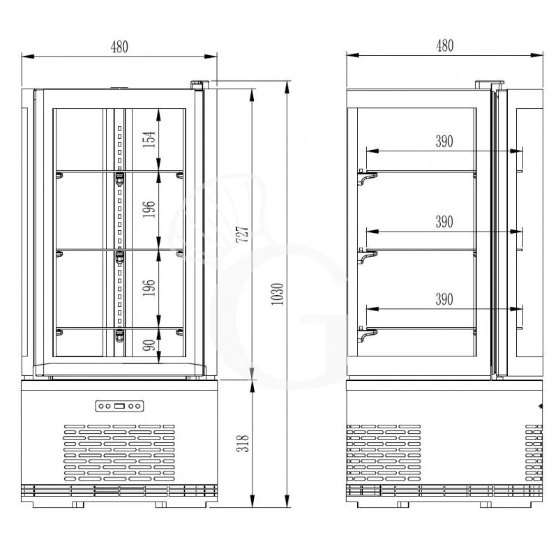 Vetrina Pasticceria Refrigerata Ventilato 100 LT +2°C/+8°C 6 Vetrina Pasticceria Refrigerata Ventilato 100 LT +2°C/+8°C - immagine 4