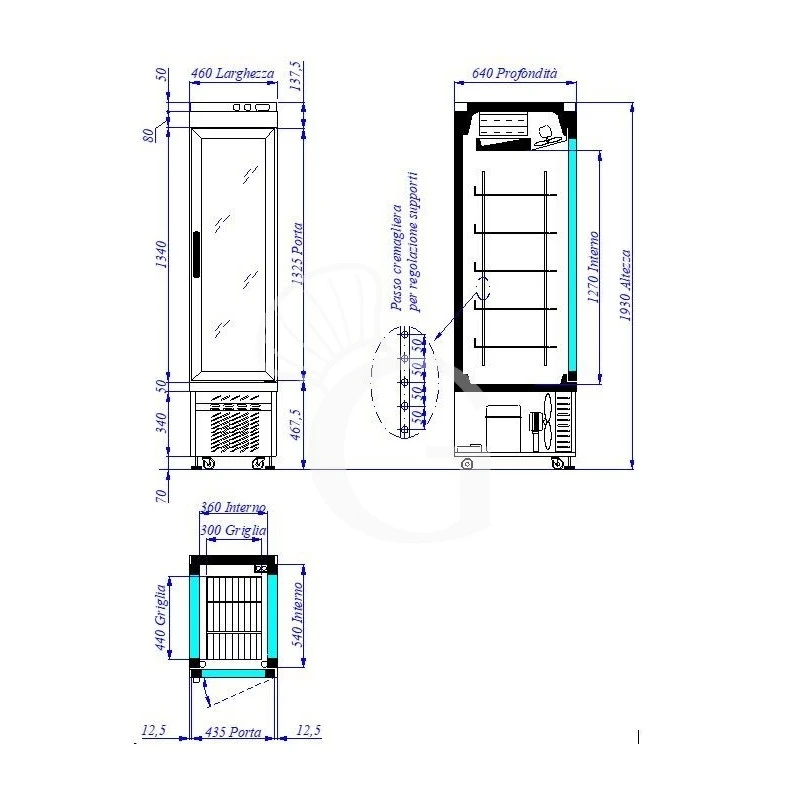 Vetrina Pasticceria Refrigerata Ventilato 255 LT -5°C/+10°C 3 Lati Vetro 4 Vetrina Pasticceria Refrigerata Ventilato 255 LT -5°C/+10°C 3 Lati Vetro - immagine 2