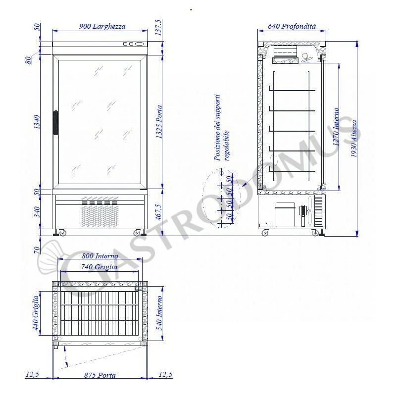 Vetrina Pasticceria Refrigerata Ventilato 535 LT -25°C/+5°C 1 Lato Vetro 4 Vetrina Pasticceria Refrigerata Ventilato 535 LT -25°C/+5°C 1 Lato Vetro - immagine 2