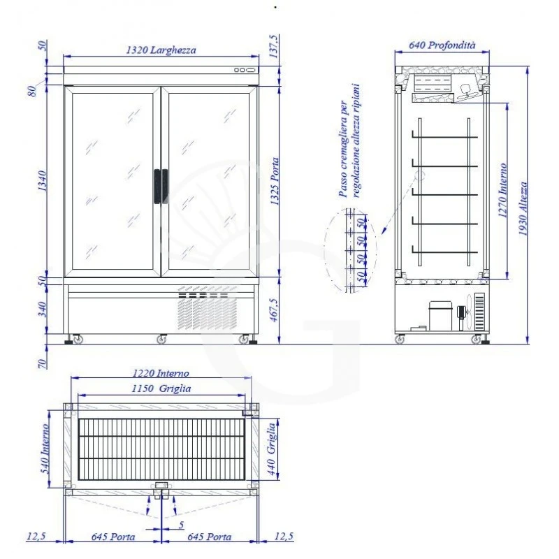 Vetrina Pasticceria Refrigerata Ventilato 880 LT -5°C/+10°C 4 Lati Vetro 2 Porte 4 Vetrina Pasticceria Refrigerata Ventilato 880 LT -5°C/+10°C 4 Lati Vetro 2 Porte - immagine 2